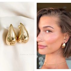 Post Earrings. Gold Plated. Super Cute Statement Earrings. Non Tarnish Hypoallergenic Water Resistant Nickel Free Bottega Earrings, Raw Stone Engagement Rings, Earrings For Sensitive Ears, Power Bi, Summer Anklets, Drop Hoop Earrings, Raw Stone Ring, Chunky Hoop Earrings, Chunky Earrings