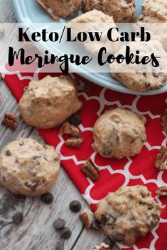 keto / low carb meringue cookies with pecans and chocolate chips