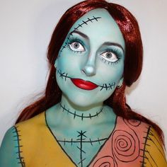 Sally Nightmare Before Christmas Makeup Tutorials, Sally Makeup Tutorial, Sally Makeup Halloween Kids, Sally Makeup Halloween Easy, Sally Face Paint, Sally Makeup Nightmare Before Christmas, Sally Nightmare Before Christmas Makeup