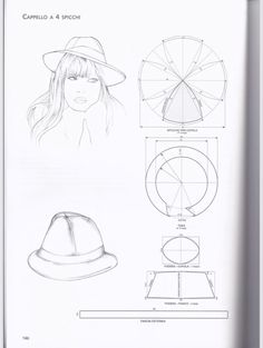 a drawing of a woman's hat with measurements