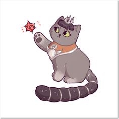 a drawing of a cat that is holding a star