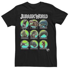 This men's Jurassic World tee is a unique style specie. Crewneck Short sleeves FABRIC & CARE Cotton Machine wash Imported Color: Black. Gender: male. Age Group: adult. Pattern: Graphic. Cheap Dinosaur Print Tops For Playtime, Cheap Dinosaur Print Summer Shirt, Jurassic World Raptors, Cheap Dinosaur Print Long Sleeve T-shirt, Black Dinosaur Print Short Sleeve T-shirt, Casual Dinosaur Print Cotton T-shirt, Two Heads, Jurassic World, Pattern Graphic