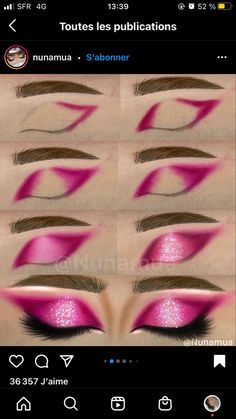 Eye Shadow Inspirations, Pink Drag Eye Makeup, Pink Halloween Eye Makeup, Eyeshadow Looks Color, Colorful Prom Makeup, Vibrant Eye Makeup, Pink Eyeshadow Looks Tutorial, Do You Like Me Yes Or No, Gothic Barbie Aesthetic