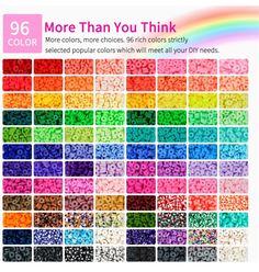 the color chart is shown with different colors and sizes for each type of bead