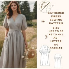 the gathered dress sewing pattern is available in sizes ranging from 3xl to 4xl