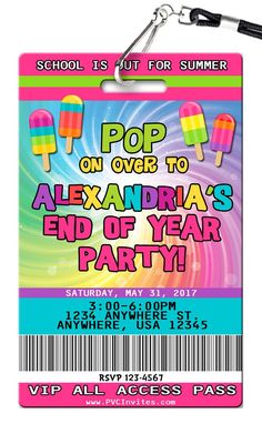 a ticket for an event with pops on over to alexandria's end of year party