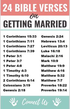 a poster with the words, 24 bible verses on getting married