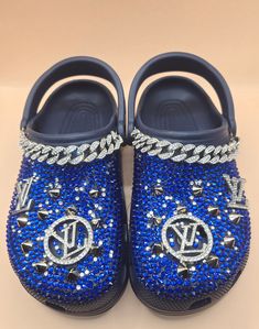 Designer Custom Designed Classic Bling Crocs Made To Order. Choose Your Color Crocs, Rhinestones, And Rhinestone Croc Charms. Bling Crocs Shoes Blue, Rhinestone Projects, Clogs And Mules, Croc Charms, Clogs Shoes, Mule Clogs, Clogs, Womens Sizes, Custom Design