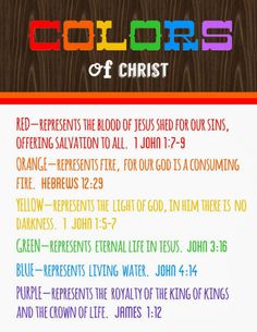 the colors of christ poster is shown