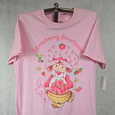 Strawberry Shortcake Graphic T-Shirt Pink With Print Boyfriend Oversized Fit Size Small Red Crew Neck T-shirt, Red Sweet Crew Neck T-shirt, Sweet Style Red Crew Neck T-shirt, Sweet Red Short Sleeve T-shirt, Strawberry Shortcake Shirt, Cute Strawberry Shortcake, Kawaii Phone Case, Cute Strawberry, Strawberry Shortcake