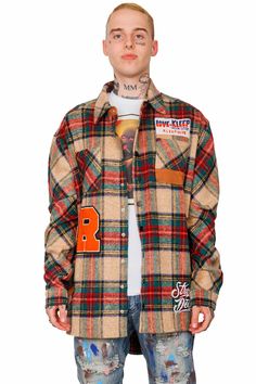 KLEEP Men's Shirt VERMILON Men's premium heavy flannel elongated oversize shirt Mens Outfits Plus Size, Outfits Quotes, T Shirt Logo Design, Fall Flannel, Flannel Fashion, Chenille Patch, Shirt Logo Design, Oversized Flannel, Oversize Shirt