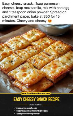 an advertisement for cheesy crackers is shown in the middle of this ad