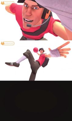 an animated character is shown in two different poses