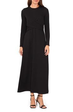 A wrap design at the waist adds just the right touch of structure to this long-sleeve midi dress. 47" length Slips on over head Crewneck Long sleeves Unlined 97% polyester, 3% spandex Machine wash, tumble dry Imported Sleeve Midi Dress, Long Sleeve Midi, Long Sleeve Midi Dress, Nordstrom Dresses, Midi Dress, Slip On, Nordstrom, Spandex, Crew Neck