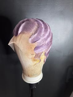 "This high quality custom wig is made using a Body Wave textured Wig with a 13 by 4 frontal space. Wig comes bleach knotted, plucked and styled as picture. Bands are included for Glue-less install options. Medium wig cap (22\" circumference) Color: Lime green, Lavender Good to know about your high quality hair Please note that intense exposure to heat and chemicals may potentially damage and alter the texture of your locks, so please protect your hair and always consult with a professional. What Coloured Wigs, Colourful Wigs, Finger Wave Wig, Medium Wig, Tend Skin, Bang Wig, Blue Fingers, Short Cut Wigs, Pink Blonde