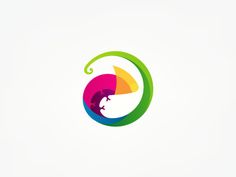 the logo is colorful and has an umbrella in it's center, as well as two cats