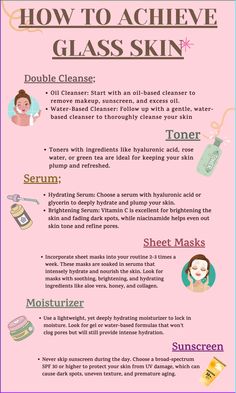 Want to achieve that coveted glass skin look? Follow these essential steps for a flawless, dewy complexion. From double cleansing to layering hydrating serums, sheet masks, and always applying sunscreen, this routine will leave your skin glowing and radiant. Perfect for anyone looking to level up their skincare game!
#glassskincare #koreanskincaretips #flawlessbeauty #skincare #secret #beautyskincare Radiant Skin Tips, Glass Skin Routine For Combination Skin, Makeup Routine For Oily Skin Daily, Glass Skin Skincare Routine, Best Cleanser For Sensitive Skin, How To Get A Glass Skin, Hydrated Skin Tips, Easy Skin Care Routine 30s, Skincare Routine For Normal Skin