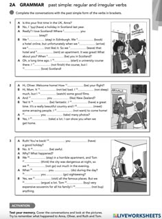 an english worksheet with pictures and words to help students understand what they are doing