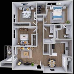 the floor plan of a two bedroom apartment