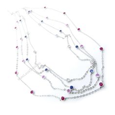 Ready 10 Station Moissanite Ruby Pink or Blue Sapphire Necklace / 1 Carat Diamond By the Yard Necklace / Birthstone Bezel Set Necklace /Gift This Gorgeous Necklace will be created with your choice of birthstone or favorite gems. Can be worn alone, match or Get the Look with a stack! Customize gems to create your own unique look. The ultimate accessory for any Big Day or everyday wear!! Makes the perfect gift for that special someone in your life. Sure to be treasured for a lifetime! Looking for Silver Necklace With Stones In Fine Jewelry Style, Silver Necklaces With Stones In Fine Jewelry Style, Silver Necklaces With Stones - Fine Jewelry, Brilliant Cut Sapphire Necklace In Sterling Silver, Sterling Silver Sapphire Necklace With Brilliant Cut, Blue Diamond Necklace In Sterling Silver, Silver Sapphire Diamond Necklace, Silver Sapphire Necklace For Anniversary, Sapphire Jewelry With Stones In White Gold