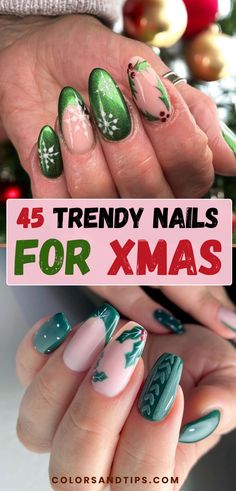 Explore these easy Christmas nail concepts for 2024 highlighting distinct colors such as pink, red, green, and gold. Whether you favor square, almond, oval, or squoval styles, we've curated a selection of gel and acrylic nail inspirations to suit your preference. From neutral and trendy to elegant and festive, these Christmas nails will make you sleigh this season! Festive Christmas nails, winter nails, simple christmas nails, snowy nail art, red nail inspirations, trendy christmas nails. Trendy Christmas Nails, Gel Chrome Nails, Simple Christmas Nails, Christmas Nails Winter, Festive Christmas Nails, Bright Nail Polish, Disney Inspired Nails, Santa Nails, Nails Holiday