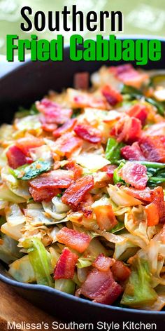 this southern fried cabbage salad is loaded with bacon, lettuce and other vegetables