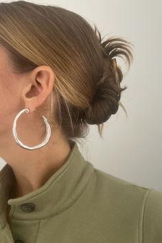 Large silver hoops, shaped like a diablo pepper. Diablo hoops are originally carved in wax and cast in sterling silver. Silver Hoops, Gold Vermeil, Original Design, Wax, It Cast, Carving, Sterling Silver, Silver