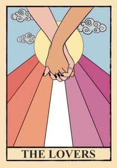 the lovers tarot card with two hands holding each other