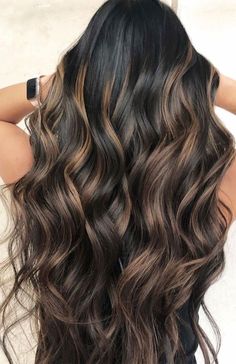 Mahogany Balayage, Black Hair With Brown Highlights, Hair Color Caramel, Balayage Hair Dark