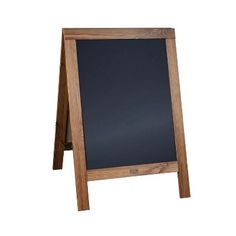 a wooden sign with a chalkboard attached to it