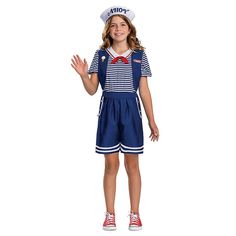 Fans of the very popular Netflix series, Stranger Things, will be thrilled to have Robin's Scoops Ahoy uniform! This is a perfect pick for group costumes or just getting the look just right to help save the world from Vecna.. Care Instructions: Hand wash using a soft cloth or sponge with cold water and mild soap.. For best results hang or lay flat to dry.. Robin Buckley Scoops Ahoy, Scoops Ahoy Costume, Scoops Ahoy Uniform, Robin Scoops Ahoy, Stranger Things Robin, Robin Outfit, Stranger Things Halloween Costume, Stranger Things Style