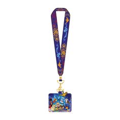 a lanyard with an image of the little mermaid and other cartoon characters on it