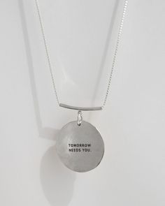 Embrace the full spectrum of your journey with our Signature Triple Hammered Coin Necklace, crafted for those who love to weave meaning into their style. This elegant necklace features a sophisticated box chain and a distinctive curved bar, creating an intentional and graceful look. With three hand-hammered coins—1", 3/4", and 1/2"—beautifully layered, it offers a canvas for your most cherished messages. Personalize each disc with custom engraving on the back, allowing you to carry a trio of inspirations close to your heart. Whether it's a mantra of strength, a whisper of love, or an affirmation of your spirit, this necklace becomes a poetic reminder of your true self. Crafted from premium 14k gold-filled or .925 sterling silver, this necklace is designed to be as enduring as your dreams. Meaningful Sterling Silver Necklace With Round Pendant, Meaningful Adjustable Sterling Silver Necklace, Elegant Hammered Coin Necklace For Gift, Minimalist Hammered Coin Necklace Gift, Sterling Silver Necklace With Box Chain, Modern Sterling Silver Necklace With Box Chain, Adjustable Box Chain Necklace With Round Shape, Adjustable Round Box Chain Necklace, Silver Hammered Coin Necklace