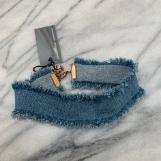 Jules Smith Raine Frayed Denim Chocker Blue Regular $55 New With Tags Chic Blue Cutoff Jeans, Lotus Necklace, Chevron Necklace, Jules Smith, Layered Chain Necklace, Goddess Necklace, Double Strand Necklace, Dangle Necklaces, Frayed Denim