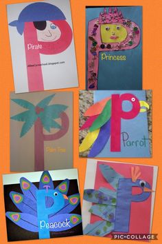 four pictures of different types of paper with the letter p on them, and one is made out of construction paper