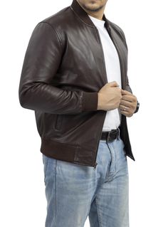 PRICES MAY VARY. ✔LUXURY WITH COMFORT - Transform your look with the luxurious touch of mens bomber jacket! Experience the softness of a smooth aniline finish with two convenient hand pockets, enhanced by an inner quilted lining for added warmth and comfort. ✔ELEGANT STYLE - Our leather jacket men offers a comfortable fit with a zipper closure and two side pockets, cuffs, and a neckline to add a touch of sophistication. Stay warm with its finely textured, wind, and water-resistant design. ✔SEASO Men's Casual Fashion, Varsity Style, Lambskin Leather Jacket, Real Leather Jacket, Genuine Leather Jackets, Leather Jacket Men, Stylish Men, Men's Casual, Casual Jeans