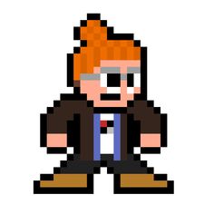 a pixel art image of a man with an orange hair