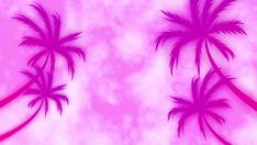 three palm trees against a pink background