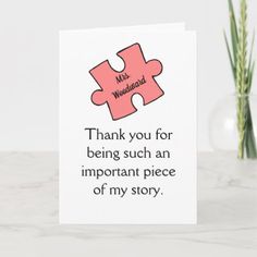 a pink puzzle piece with the words thank you for being such an important piece of my story