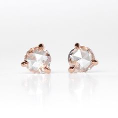 0.25 ct. Rose Cut Diamond Earring Studs  in 14K Rose or Yellow Gold - Ready to Ship - Midwinter Co. Alternative Bridal Rings and Modern Fine Jewelry Rose Gold Earrings With Rose Cut Diamonds, Anniversary Rose Cut Diamond Earrings In Rose Gold, Anniversary Rose Gold Rose Cut Diamond Earrings, Rose Cut Round Diamond Earrings, Earring Studs, Diamonds And Gold, Rose Cut Diamond, Round Earrings, Bridal Rings