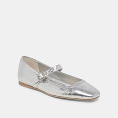 RODNI BALLET FLATS SILVER DISTRESSED LEATHER Modern Ankle Strap Mary Janes For Spring, Chic Flat Mary Janes For Summer, Chic Summer Flat Mary Janes, Spring Mary Janes With Flat Heel, Medium Width, Modern Low Heel Mary Janes For Spring, Fitted Flat Heel Mary Janes For Spring, Chic Spring Mary Janes In Medium Width, Fitted Spring Mary Janes With Flat Heel, Modern Mary Janes With Round Toe For Spring