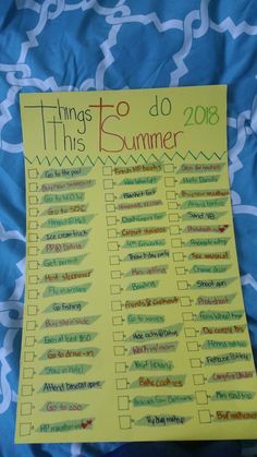 a yellow sign that says things to do this summer