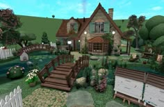 Cottage Core House Exterior, Cottagecore Bloxburg House, Cottage Layout, Cottage House Exterior, Cottagecore House, Small Street, Cottage Core House