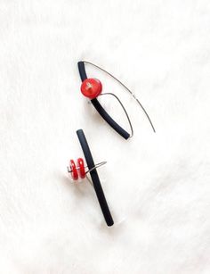 Kinetic Earrings, Rubber Jewelry, Contemporary Handmade Jewelry, Circular Art, Red Coral Earrings, Contemporary Earrings, Coral Earrings, Earrings Red, Red Earrings