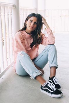 @liketoknow.it http://liketk.it/2qP6t #liketkit Pink Vans Outfit, How To Wear Vans, Jeans And Vans, Vans Outfit, Pink Vans, Black Vans, Ranveer Singh, Mode Inspiration, Old Skool