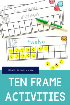 the ten frame activities for kids to practice their number recognition skills with this printable activity