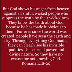 an image with the words, but god shows his anger from heaven against all sinful,