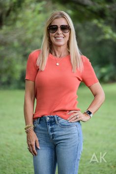 This beautiful ribbed, knit top is perfect for work, night out or weekend plans. It has a gorgeous pumpkin color. The fabric has a great feel & good stretch. Kim is wearing a MD. View Model Stats HERE. Ribbed High Elasticity 80% Viscose 20% Polyamide Length Bust Sleeve Length SM 22" 25.2" 8.5" MD 22.8" 27.6" 8.7" LG 23.6" 29.9" 8.9" XL 24.4" 33.1" 9.1" Orange Ribbed Crew Neck Top, Casual Orange Ribbed Top, Orange Ribbed Tops For Spring, Fitted Orange Ribbed Top, Pumpkin Colors, Weekend Plans, Ribbed Knit Top, Good Stretches, Hat Hairstyles