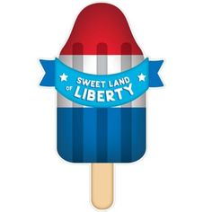 an american flag popsicle with the words sweet land on liberty in blue and red