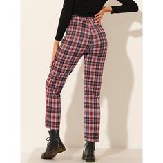 Style these trousers with a solid top for the ultimate look. With a zip and button fastening, these trousers sit at the point where style and practicality meet. How it is a bit high waist and how it gathers at the waist, adding shape to the body. Bolster your formal separates with a fashionable plaid style. Classic plaid pants feature a straight-fit leg for a relaxed vibe with work-to-weekend versatility. Mockneck Sweater, Work Trousers, Social Activities, Boho Fall, Plaid Fashion, Plaid Pants, Plaid Design, Winter Clothes, Cropped Trousers